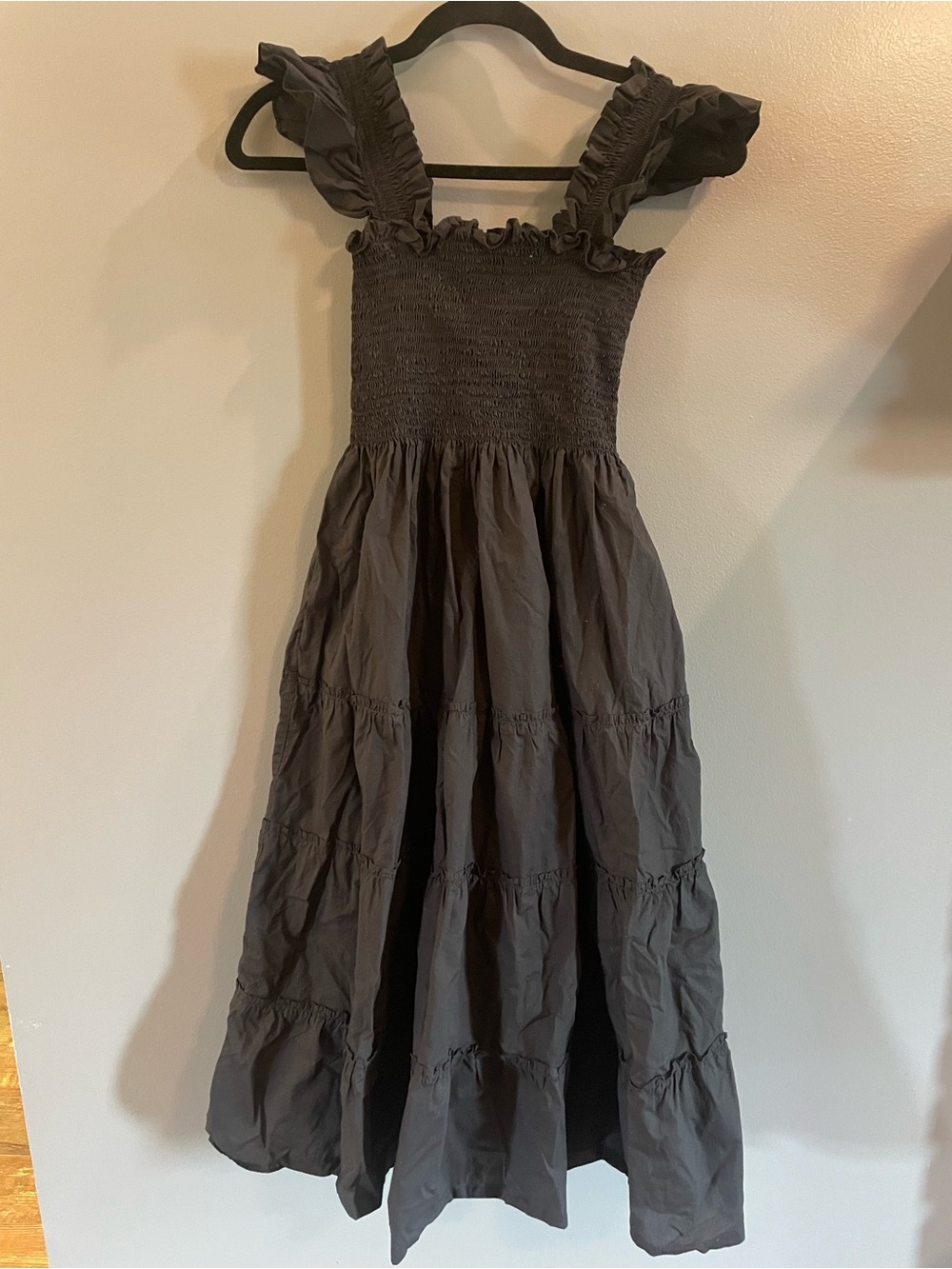 Hill House Black Ruffled Smocked Maxi Dress